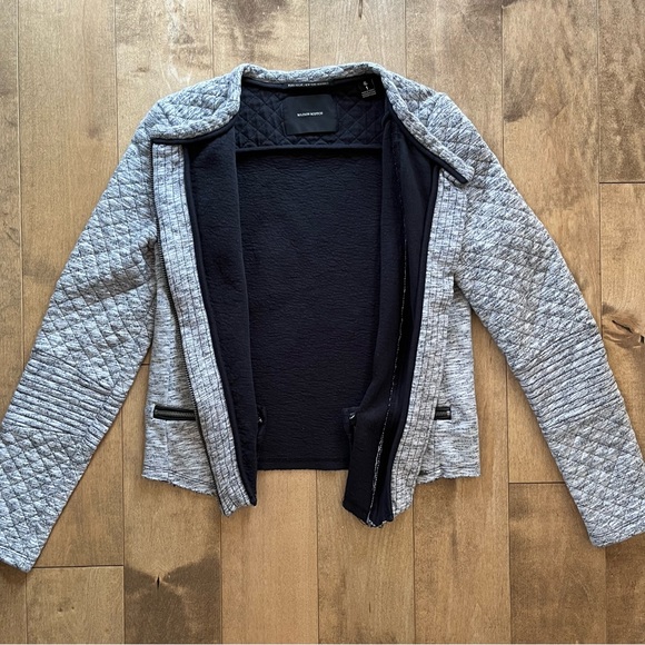 Maison Scotch Scotch & Soda Quilted Grey Moto Jacket - Picture 3 of 8